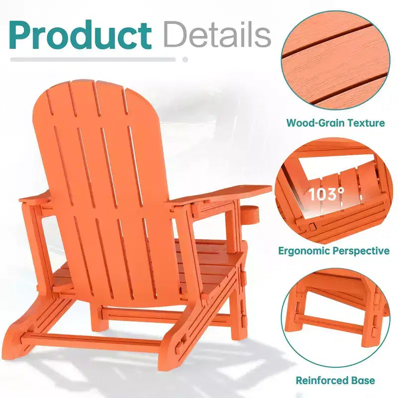Celebalcony Adirondack Chairs Set with Removable Tabletop & Umbrella Hole, All-Weather HDPE Plastic Outdoor Chairs for Patio Pool