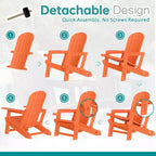 Celebalcony Adirondack Chairs Set with Removable Tabletop & Umbrella Hole, All-Weather HDPE Plastic Outdoor Chairs for Patio Pool