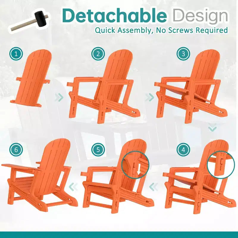 Celebalcony Adirondack Chairs Set with Removable Tabletop & Umbrella Hole, All-Weather HDPE Plastic Outdoor Chairs for Patio Pool