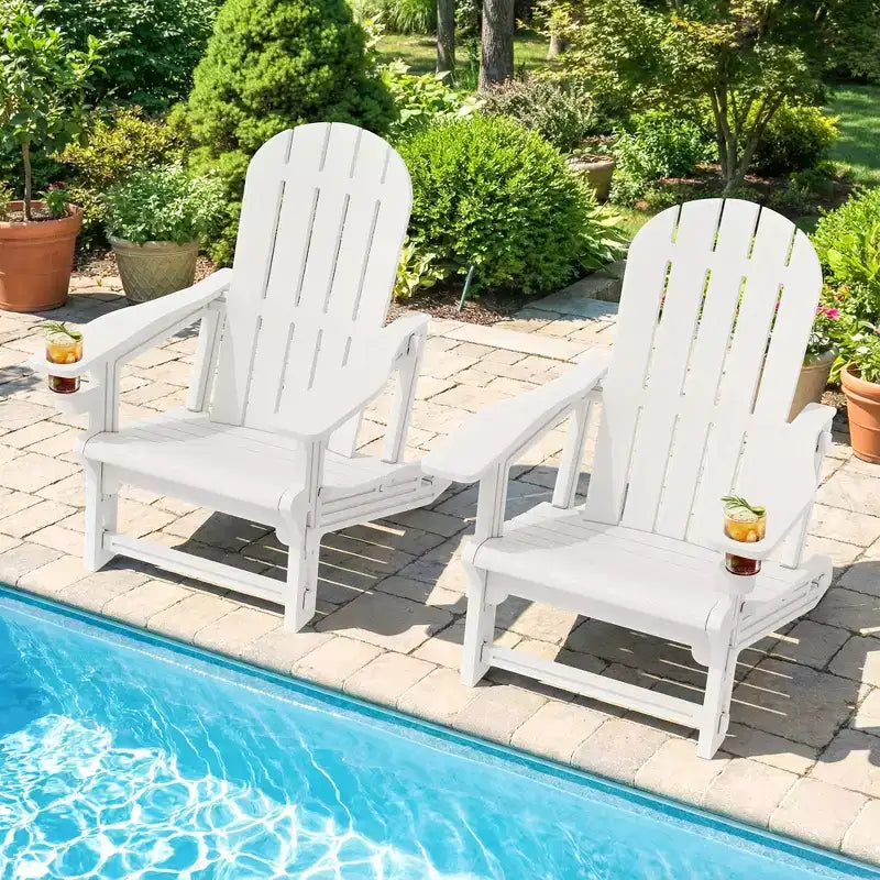 Celebalcony Adirondack Chairs Set with Removable Tabletop & Umbrella Hole, All-Weather HDPE Plastic Outdoor Chairs for Patio Pool