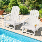 Celebalcony Adirondack Chairs Set with Removable Tabletop & Umbrella Hole, All-Weather HDPE Plastic Outdoor Chairs for Patio Pool