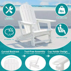 Celebalcony Adirondack Chairs Set with Removable Tabletop & Umbrella Hole, All-Weather HDPE Plastic Outdoor Chairs for Patio Pool