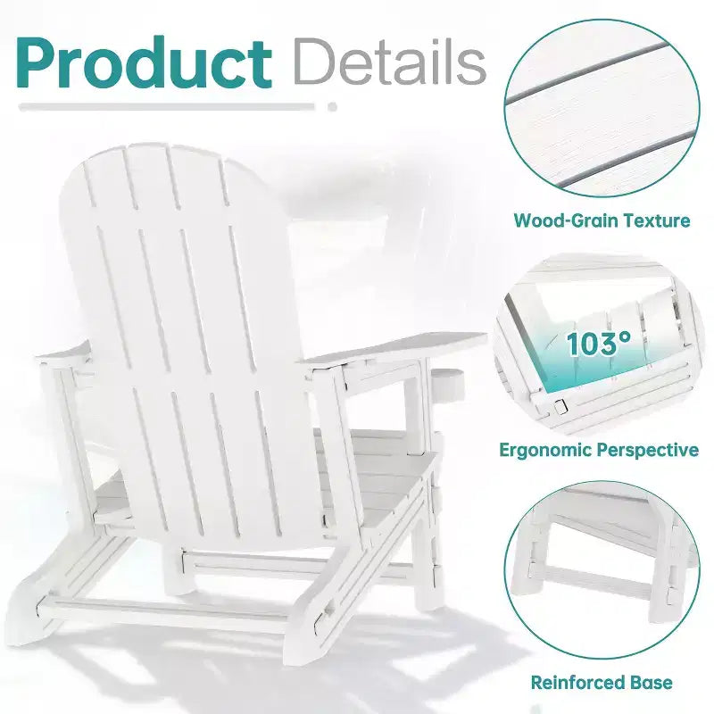 Celebalcony Adirondack Chairs Set with Removable Tabletop & Umbrella Hole, All-Weather HDPE Plastic Outdoor Chairs for Patio Pool