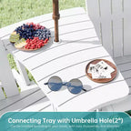 Celebalcony Adirondack Chairs Set with Removable Tabletop & Umbrella Hole, All-Weather HDPE Plastic Outdoor Chairs for Patio Pool