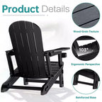Celebalcony Adirondack Chairs Set with Removable Tabletop & Umbrella Hole, All-Weather HDPE Plastic Outdoor Chairs for Patio Pool
