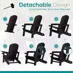 Celebalcony Adirondack Chairs Set with Removable Tabletop & Umbrella Hole, All-Weather HDPE Plastic Outdoor Chairs for Patio Pool