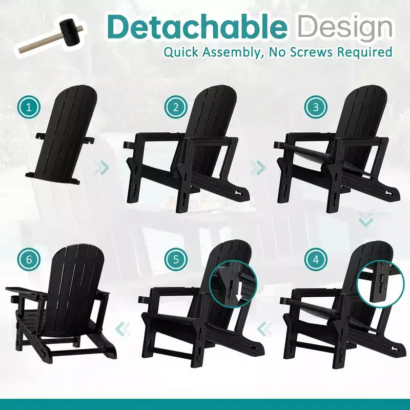 Celebalcony Adirondack Chairs Set with Removable Tabletop & Umbrella Hole, All-Weather HDPE Plastic Outdoor Chairs for Patio Pool