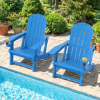 Celebalcony Adirondack Chairs Set with Removable Tabletop & Umbrella Hole, All-Weather HDPE Plastic Outdoor Chairs for Patio Pool