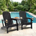 Celebalcony Adirondack Chairs Set with Removable Tabletop & Umbrella Hole, All-Weather HDPE Plastic Outdoor Chairs for Patio Pool