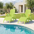 Celebalcony Adirondack Chairs Set with Umbrella Hole Removable Tray & 2 Curved Ottoman, HDPE Plastic Outdoor Chairs for Patio Pool