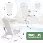 Celebalcony Adirondack Chairs Set with Umbrella Hole Removable Tray & 2 Curved Ottoman, HDPE Plastic Outdoor Chairs for Patio Pool