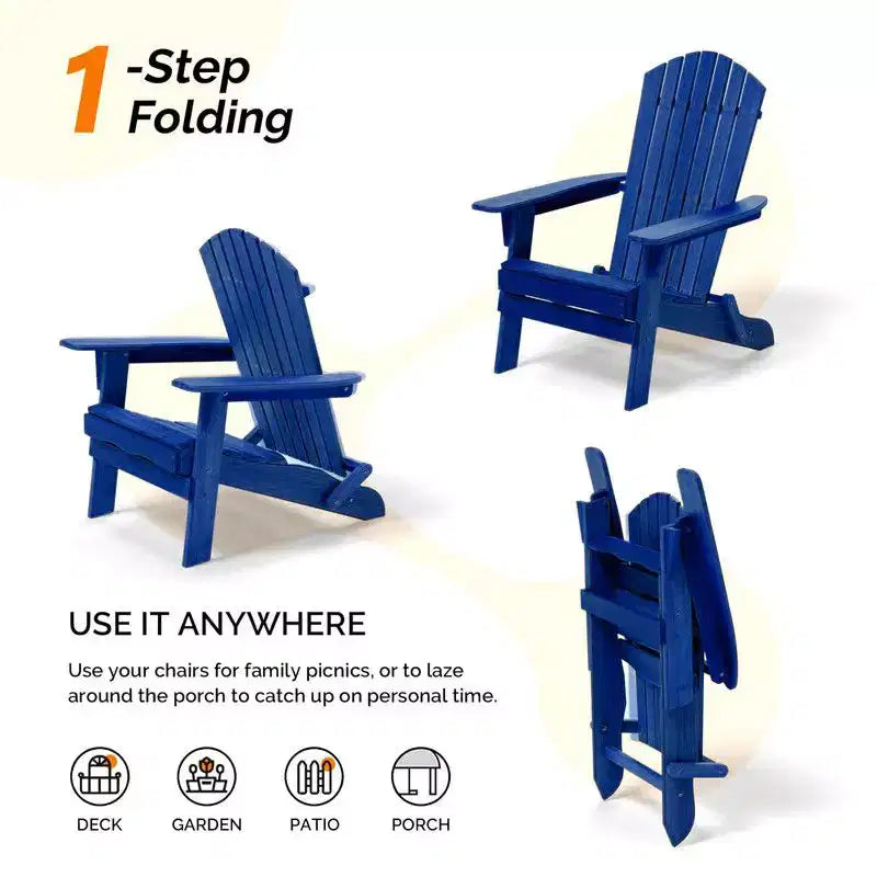 Karl Home 2PCS Solid Wood Folding Adirondack Chair