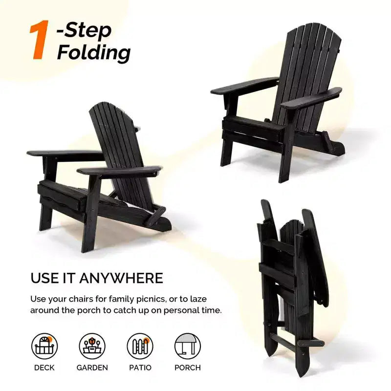 Karl Home 2PCS Solid Wood Folding Adirondack Chair