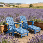 Set of 2 Folding Adirondack Fire Pit Chairs with Hidden Footrest, Oversized Comfort, Cup Holder, All-Weather HDPE Outdoor Patio Seating-Panipeachy