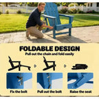 Set of 2 Folding Adirondack Fire Pit Chairs with Hidden Footrest, Oversized Comfort, Cup Holder, All-Weather HDPE Outdoor Patio Seating-Panipeachy