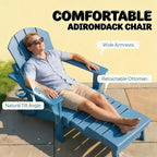 Set of 2 Folding Adirondack Fire Pit Chairs with Hidden Footrest, Oversized Comfort, Cup Holder, All-Weather HDPE Outdoor Patio Seating-Panipeachy