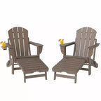 Set of 2 Folding Adirondack Fire Pit Chairs with Hidden Footrest, Oversized Comfort, Cup Holder, All-Weather HDPE Outdoor Patio Seating-Panipeachy