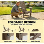 Set of 2 Folding Adirondack Fire Pit Chairs with Hidden Footrest, Oversized Comfort, Cup Holder, All-Weather HDPE Outdoor Patio Seating-Panipeachy