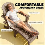 Set of 2 Folding Adirondack Fire Pit Chairs with Hidden Footrest, Oversized Comfort, Cup Holder, All-Weather HDPE Outdoor Patio Seating-Panipeachy