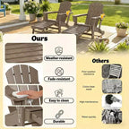 Set of 2 Folding Adirondack Fire Pit Chairs with Hidden Footrest, Oversized Comfort, Cup Holder, All-Weather HDPE Outdoor Patio Seating-Panipeachy
