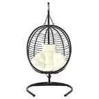 Folding Hanging Egg Chair with Stand and Cushion, Outdoor Wicker Hammock Swing Chair for Balcony, Bedroom, Garden Seating-Panipeachy