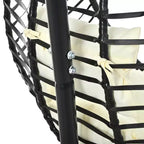 Folding Hanging Egg Chair with Stand and Cushion, Outdoor Wicker Hammock Swing Chair for Balcony, Bedroom, Garden Seating-Panipeachy