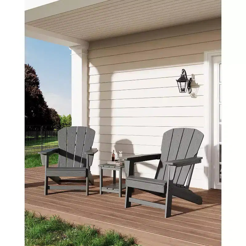Modern Adirondack Chair, 380 LB Capacity, Oversize Ergonomic Deck Chair, Weather Resistant Stackable Patio Furniture for Backyard Garden Lawn Beach