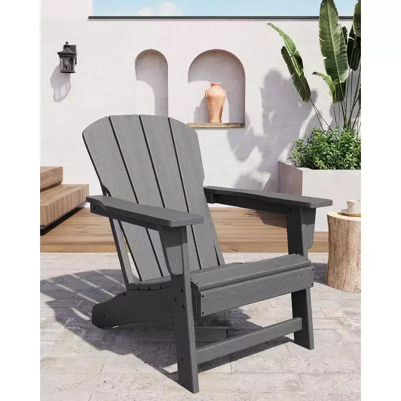 Modern Adirondack Chair, 380 LB Capacity, Oversize Ergonomic Deck Chair, Weather Resistant Stackable Patio Furniture for Backyard Garden Lawn Beach