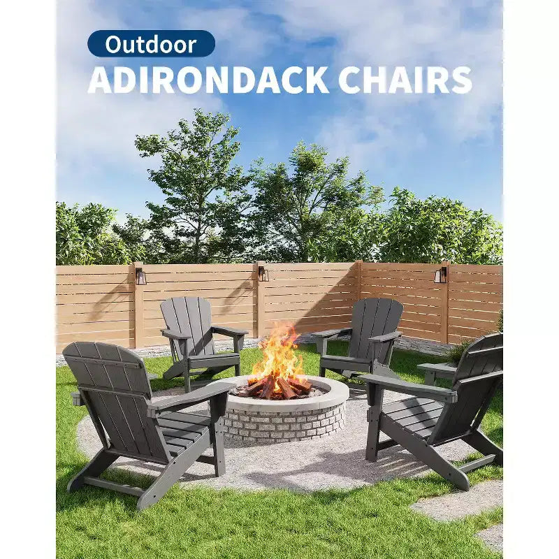 Modern Adirondack Chair, 380 LB Capacity, Oversize Ergonomic Deck Chair, Weather Resistant Stackable Patio Furniture for Backyard Garden Lawn Beach