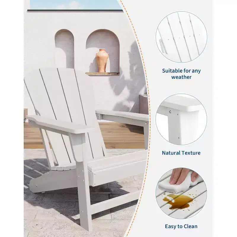 Modern Adirondack Chair, 380 LB Capacity, Oversize Ergonomic Deck Chair, Weather Resistant Stackable Patio Furniture for Backyard Garden Lawn Beach