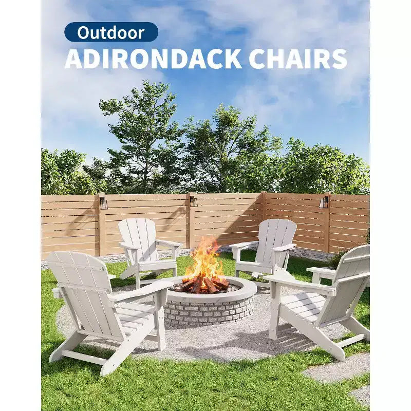 Modern Adirondack Chair, 380 LB Capacity, Oversize Ergonomic Deck Chair, Weather Resistant Stackable Patio Furniture for Backyard Garden Lawn Beach