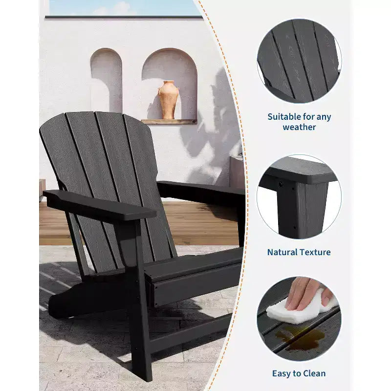 Modern Adirondack Chair, 380 LB Capacity, Oversize Ergonomic Deck Chair, Weather Resistant Stackable Patio Furniture for Backyard Garden Lawn Beach