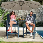Tall Adirondack Chairs Set of 2, High Barstools with Connecting Tray & Footrest, Weather Resistant Recycled Chairs for Patio, Balcony, Garden