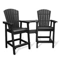Tall Adirondack Chairs Set of 2, High Barstools with Connecting Tray & Footrest, Weather Resistant Recycled Chairs for Patio, Balcony, Garden