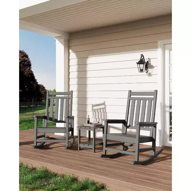 HDPE Rocking Chair Outdoor, Poly High Back Porch Rocker Chairs, All Weather Resistant Furniture for Patio Front Porch