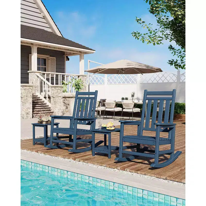 HDPE Rocking Chair Outdoor, Poly High Back Porch Rocker Chairs, All Weather Resistant Furniture for Patio Front Porch