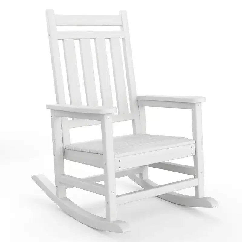 HDPE Rocking Chair Outdoor, Poly High Back Porch Rocker Chairs, All Weather Resistant Furniture for Patio Front Porch