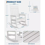 HDPE Rocking Chair Outdoor, Poly High Back Porch Rocker Chairs, All Weather Resistant Furniture for Patio Front Porch