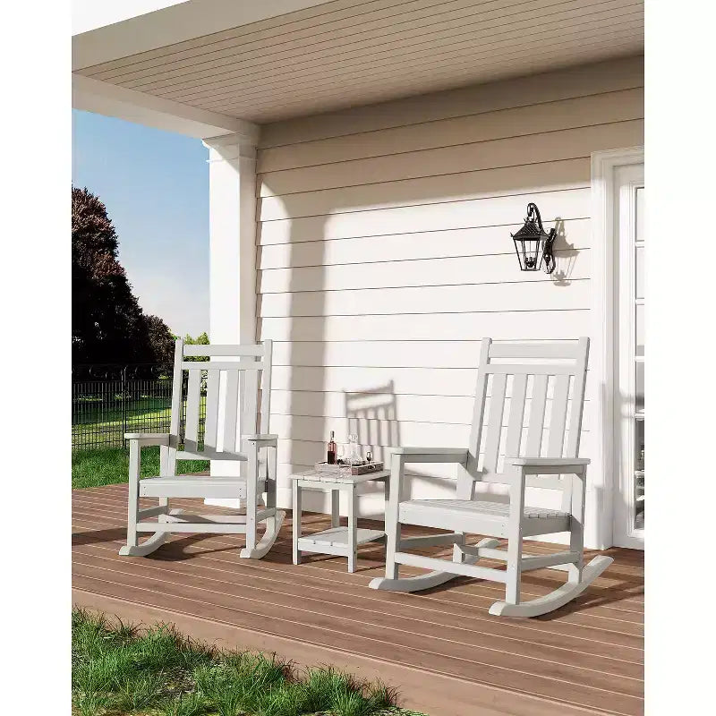 HDPE Rocking Chair Outdoor, Poly High Back Porch Rocker Chairs, All Weather Resistant Furniture for Patio Front Porch
