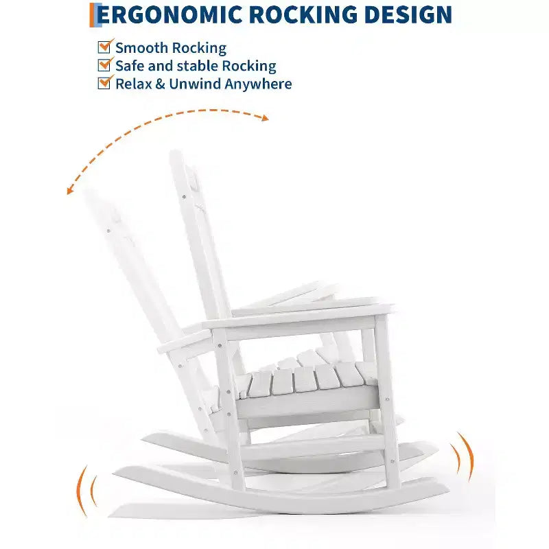HDPE Rocking Chair Outdoor, Poly High Back Porch Rocker Chairs, All Weather Resistant Furniture for Patio Front Porch