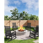 HDPE Rocking Chair Outdoor, Poly High Back Porch Rocker Chairs, All Weather Resistant Furniture for Patio Front Porch