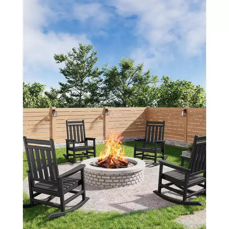 HDPE Rocking Chair Outdoor, Poly High Back Porch Rocker Chairs, All Weather Resistant Furniture for Patio Front Porch