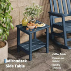 HDPE Rocking Chair Set of 2 with 1 Side Table, Adirondack Rocking Chair with High Back, All Weather Resistant Furniture Set for Porch, Garden