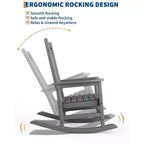 HDPE Rocking Chair Set of 2 with 1 Side Table, Adirondack Rocking Chair with High Back, All Weather Resistant Furniture Set for Porch, Garden