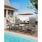 HDPE Rocking Chair Set of 2 with 1 Side Table, Adirondack Rocking Chair with High Back, All Weather Resistant Furniture Set for Porch, Garden