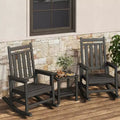 HDPE Rocking Chair Set of 2 with 1 Side Table, Adirondack Rocking Chair with High Back, All Weather Resistant Furniture Set for Porch, Garden