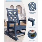 Sedie a dondolo Adirondack da esterno, Sedia a dondolo Adirondack in HDPE per tutte le stagioni, Sedie a dondolo da portico per patio, prato, portico, terrazza