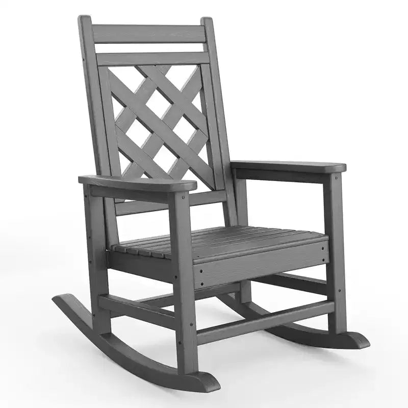Sedie a dondolo Adirondack da esterno, Sedia a dondolo Adirondack in HDPE per tutte le stagioni, Sedie a dondolo da portico per patio, prato, portico, terrazza