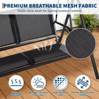 2-Seat Deluxe Outdoor Patio Porch Swing with Weather Resistant Steel Frame, Adjustable Tilt Canopy
