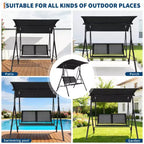 2-Seat Deluxe Outdoor Patio Porch Swing with Weather Resistant Steel Frame, Adjustable Tilt Canopy